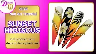 Sunset Hibiscus- Pigment & Chrome Stilleto Nail Art Tutorial