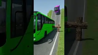 Mixed Colours City Buses vs Logs Trap - BeamNG.drive #shorts #beamngdrive #bus