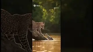 Small Crocodile attack big Jaguar &ndash; Epic River battle #crocodile #jaguar #lion #animals #wildlife