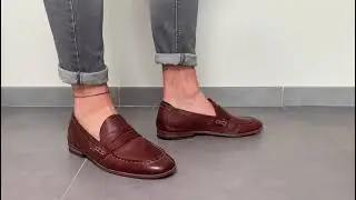 Men's Loafers Shoes PREVENTI Ascanio Mexico Ruggine Leather Brown