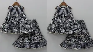 Trendy Baby Wide Strap Top With Jacket and Sharara Cutting and Stitching | DIY Baby Dress