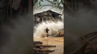 Severe Flood Hits Village: Families Trapped in Rising Waters