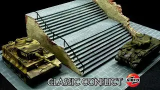 Airfix Classic Conflict Tiger One vs Sherman Firefly 1/72 diorama WW2 - Airfix European City Steps