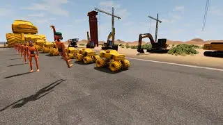 Cars vs Giant Hammer Van with Portal Trap - BeamNG.Drive