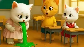 🤮🍏 Котёнок съел странный арбуз&hellip; И тут в классе начался хаос! #aicat#catshorts#cat