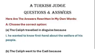 A Turkish Judge Class 6 Question Answers Of English Book
