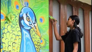 WALL ART AT MONABARI /PEACOCK/ Ft-Barenya #akashnilmahanta #monabari
