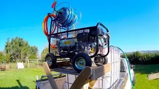 Spraying young Olive trees and Harvesting the Large trees !