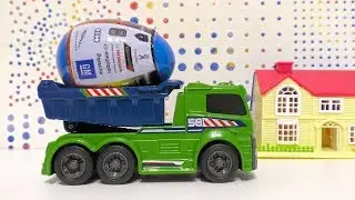 Welly Cars Out of Surprise Eggs Transported by Toy Truck