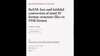 BeEM: fast and faithful conversion of mmCIF format structure files to PDB format | RTCL.TV
