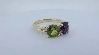 Two stone ring/Amethyst and Peridot