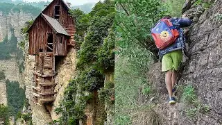 The Most THRILLING Cliff Way To Their Village | Chinese Cliff Life #9