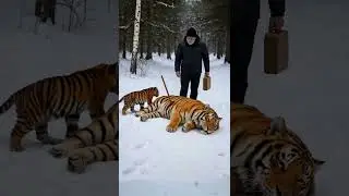 Brave Siberian Tiger Cub Fights to Save His Injured Mother with a Hermit&rsquo;s Help #rescue #humanity