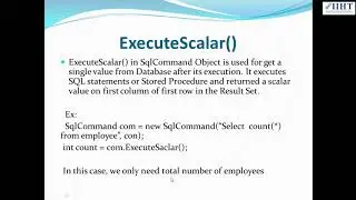 ExecuteScalar()and  ExecuteNonQuery() Methods in ADO.Net