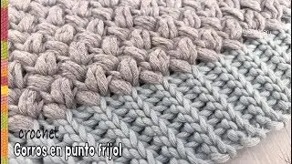 Gorros en punto frijol a crochet en 3 tallas / Tejiendo Perú 😃