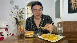 Fakir hamburger yaptım kendime 😂#mukbang #food #asmr