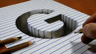 Draw a Letter G Hole on Line Paper   3D Trick Art