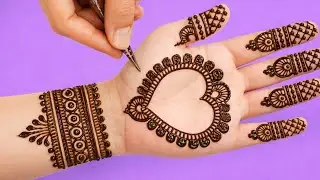 Heart shape mehndi design for girls | front hand mehndi design | latest simple henna design 