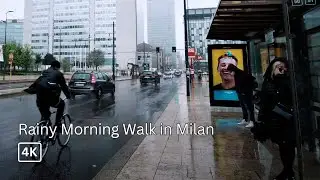 Rainy Morning Walk in Milan [4K]