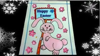 Easter card drawing for kids||How to draw happy easter card||Easter card ideas for kid|2018