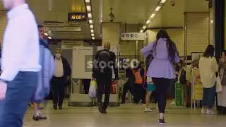 Slow Motion Shot Of People In Baker Street Underground Station, London, UK