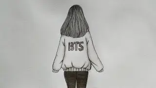 How to draw a Girl Backside in BTS Clothes || Easy Pencil Drawing || Girl Backside Drawing Tutorial
