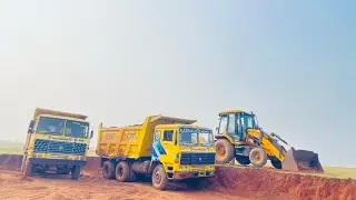 New jcb works and jcb 3dx eco xpert 49 hp loading work in 12 minute red mud load and ASHOK LEYLAND 🚛