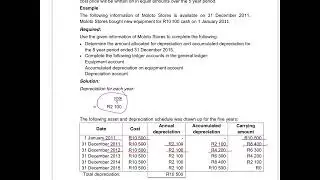 Grade 10 - 12 Accounting - Depreciation on cost price/straight line method
