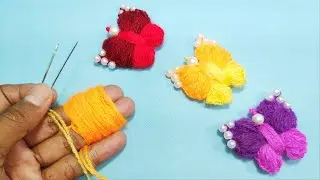 DIY Woolen Butterfly - Woolen Craft - Hand Embroidery Amazing Trick