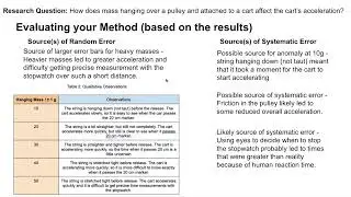 MYP Science Criterion C Part IV - Evaluating Your Method
