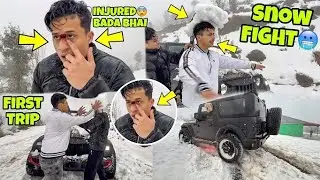 Snow Fight 😨Injured Bada bhai 😭| My First Trip with Bada bhai @aalyanvlogs1299