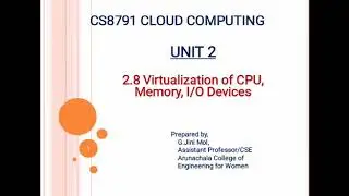 CS8791-Cloud Computing/Virtualization of CPU,Memory,I/O devices