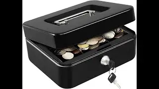 Cash Box with Coin Tray & Handle, Locking Money Box for School, Office, Home, Yard Sale