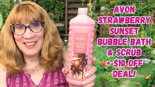Avon New Strawberry Sunset Bubble Bath & Scrub + $10 Off Deal!