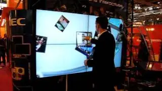 Wall demo with 4 x LCD X461UN interactive application with LASER positionning detection