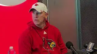 Louisville head coach Jeff Brohm following team's first day of spring practice.