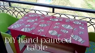 DIY hand painted table/ table transformation/revamp wooden table/painting/hand-painted furniture
