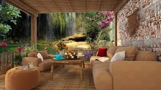 Beautiful Spring WATERFALL view in Spring Day Ambience | Water and Bird Sounds for Relaxing