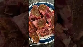 Imported Australian lamb shanks from Costco using neil sarap wild game rub after using an oil binder