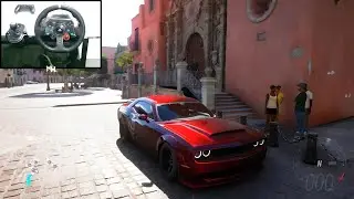 TOP 1100HP Dodge Challenger SRT Demon| Forza Horizon 5 | Steering wheel 4k gameplay