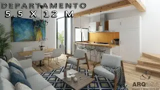Departamento de 5.5x12 metros con dos dormitorios