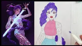 Marker Art Kpop Demon Hunters  |  Coloring Rumi With Glitter