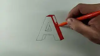 CETVELSİZ &Uuml;&ccedil; Boyutlu A Harfi &Ccedil;izimi - Three Dimensional Drawing of Letter A  - 3D &Ccedil;izim - 3D Drawing