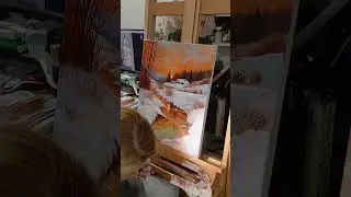 Ученица Елена пишет пейзаж