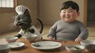 5 Daily mission: Black Cat Mimi make Loss Weight meal  デイリーミッション：黒猫ミミが子どもの減量をサポート#cat #cooking #猫