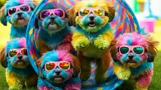 Shih Tzu Hide & Seek Dance🐶🎭  | Cute Tunnel Hide, Surprise Hops & Funny Tricks |Shih Tzu For Kids 🤩✨