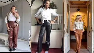Older Women Beautiful Leather Dress Combination with White Making Attractive  Sense of fashion