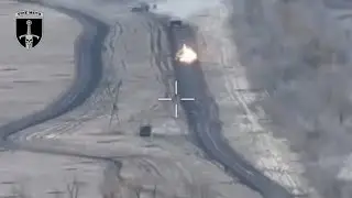 Leopard 2 Ambushes Russian Armored Column -- Four Vehicles Destroyed!
