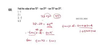 Find the value of tan 72&deg; &minus; tan 27&deg; &minus; tan 72&deg; tan 27