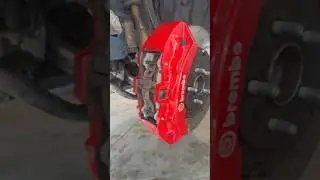 Replacing brakes on a Hellcat in less then 1 minute  #hellcat #dodge #brembo #learning #fyp #boom